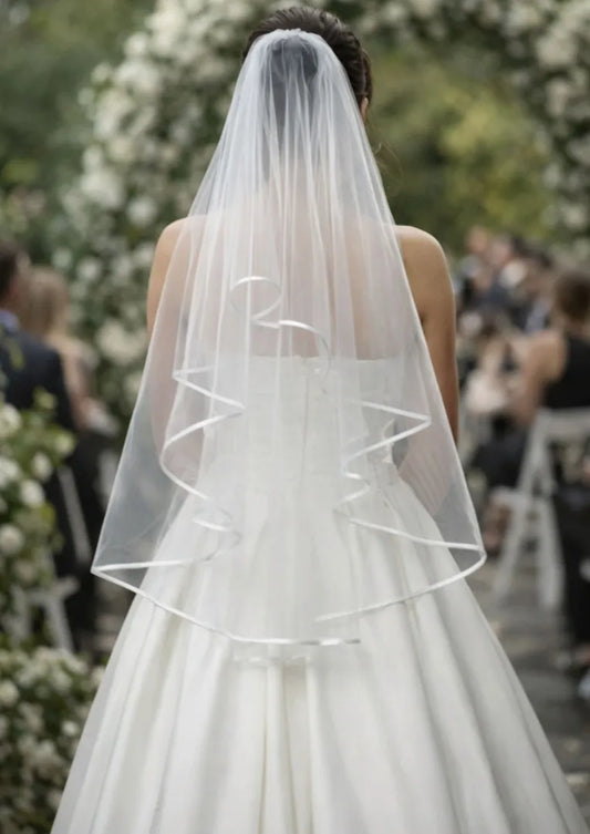 Velo de novia con peineta blanco liso