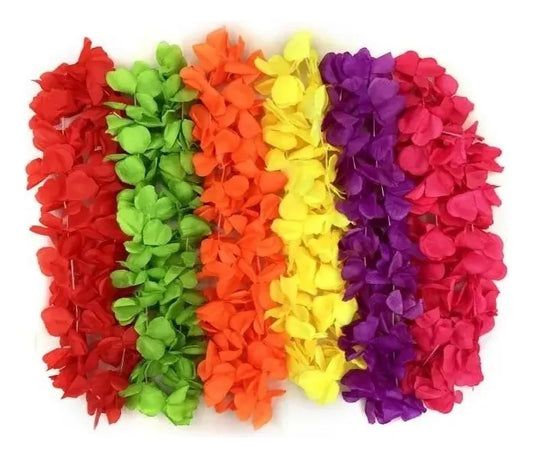 Collar Hawaiano Pack X24 Colores Surtidos Cotillón
