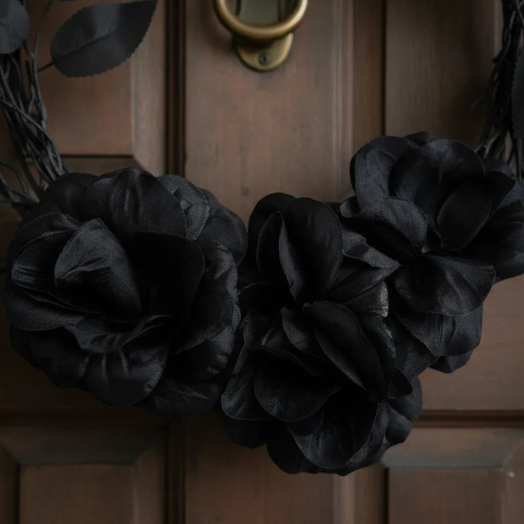 Corona Para Puerta Negra Decoracion Halloween