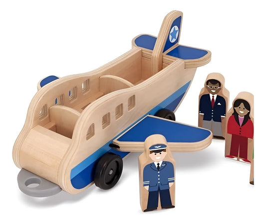 Avion En Madera Montessori 9 Piezas Pasajeros Único