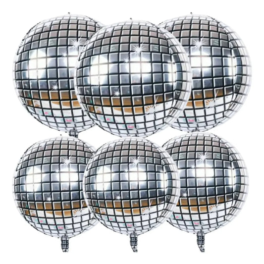 Globo Fistas Espejo Discoteca 55 Cm Plateado 10pcs