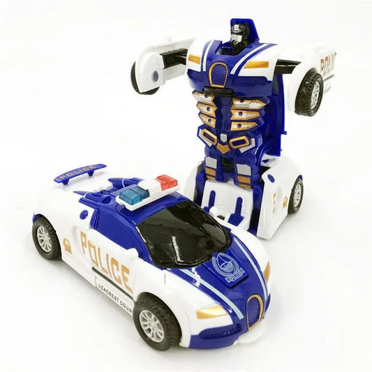 Auto Robot Transformers Policía Luz Y Sonido