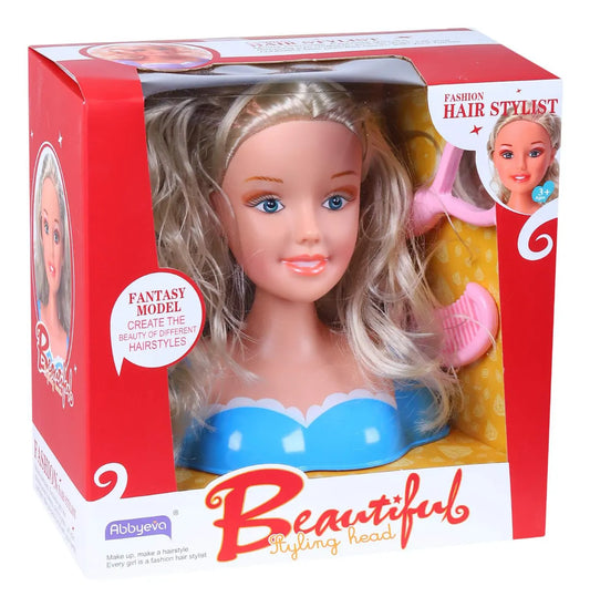 Muñeca Cabeza Juego De Peluquería 20cm Peine Espejo