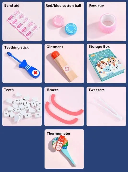 Juego De Dentista en Madera Montessori Imantado 54pcs