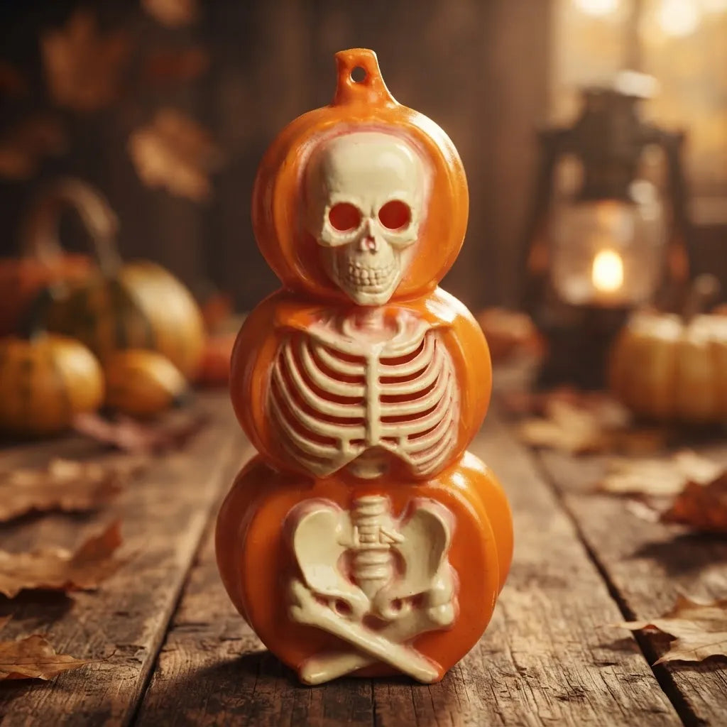 Veladora Led Calabaza Y Esqueleto Halloween