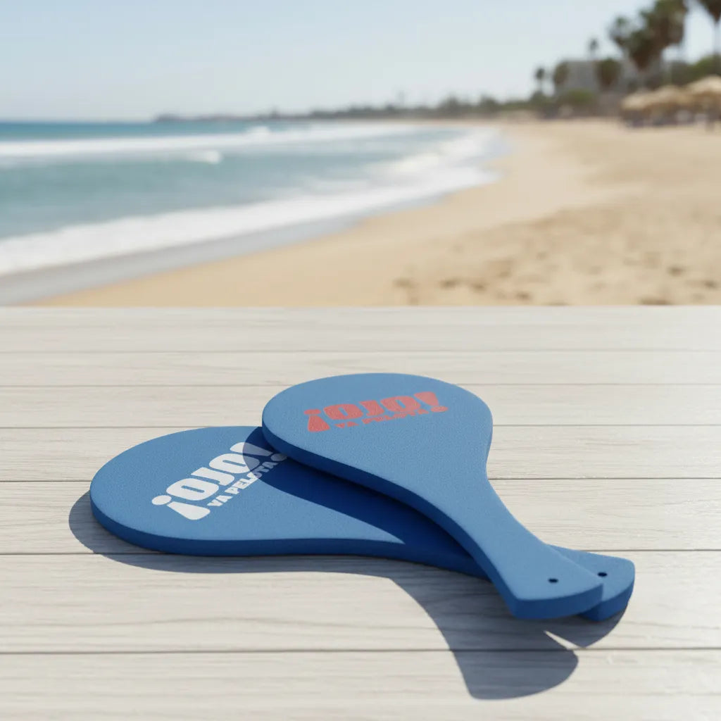 Paleta Sport Tipo Playera En Madera Con Pelota 42cm