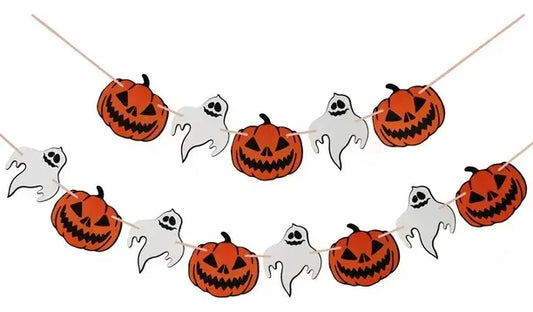 Guirnalda Calabaza Fantasma 13 Banderines Halloween