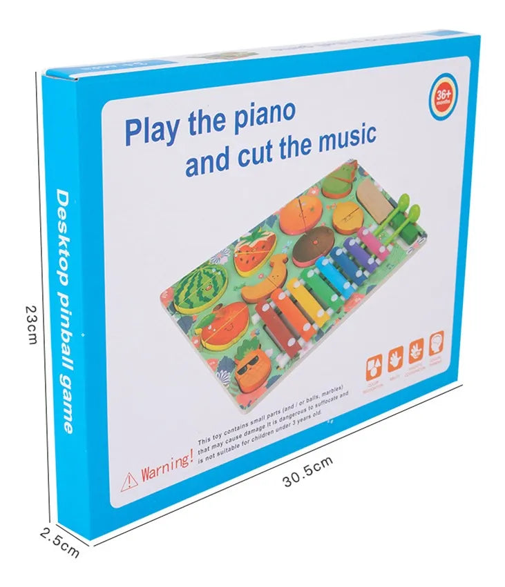Xilófon Montessori en madera con Juego  de Frutas y Encastre