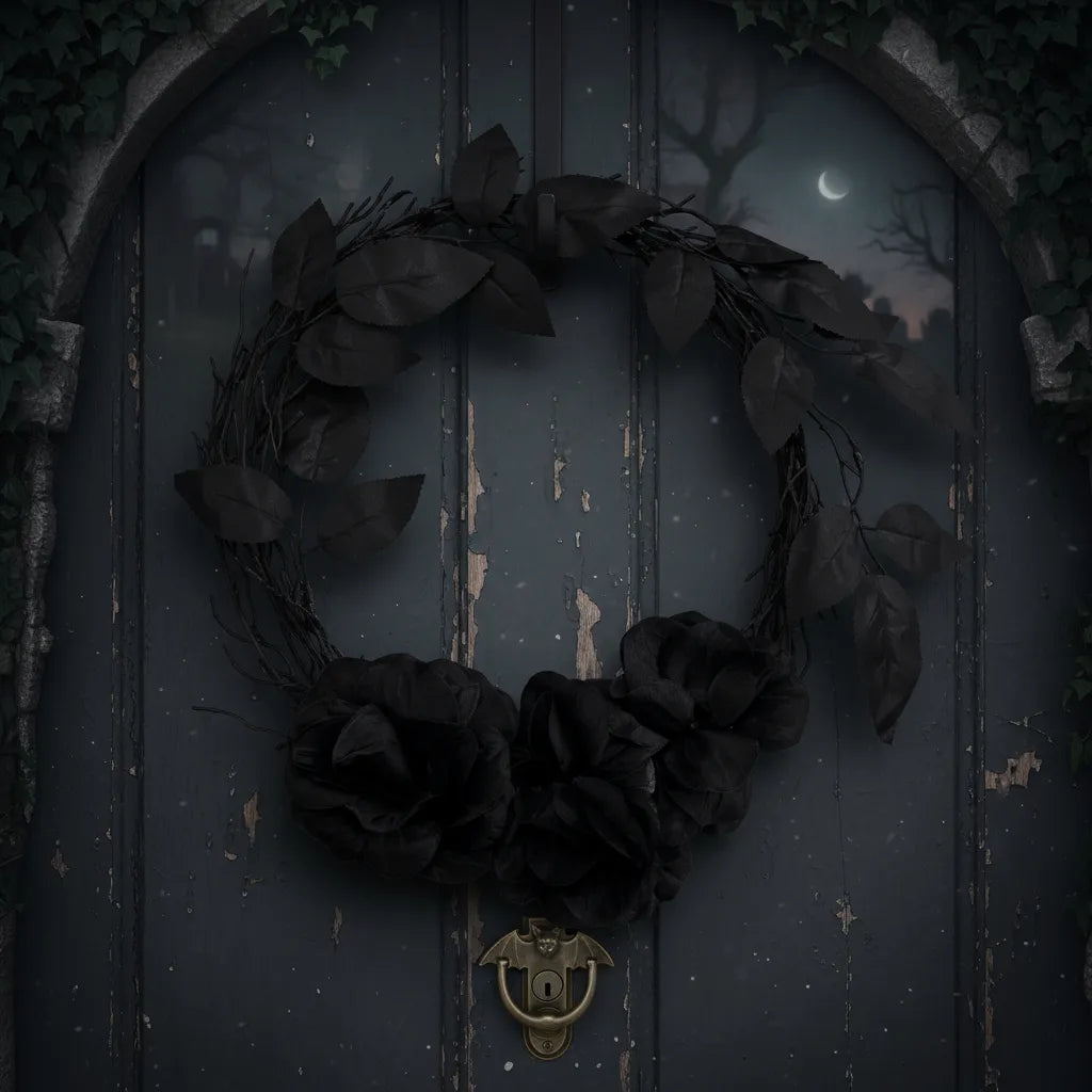 Corona Para Puerta Negra Decoracion Halloween