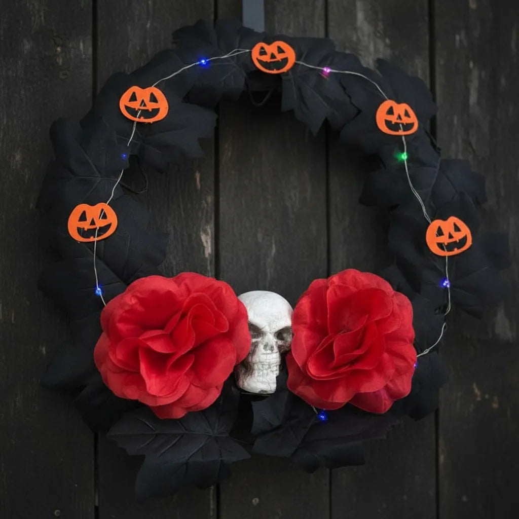 Corona Para Puerta Decoracion De Halloween Con Luz