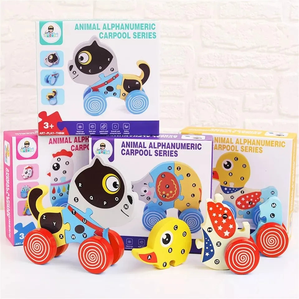 Arrastre En Madera Modelo Animales Puzzle Encsastre