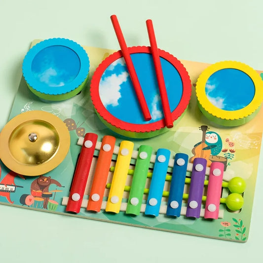 Xilofono Infantil Tambores Palos Campana Montessori
