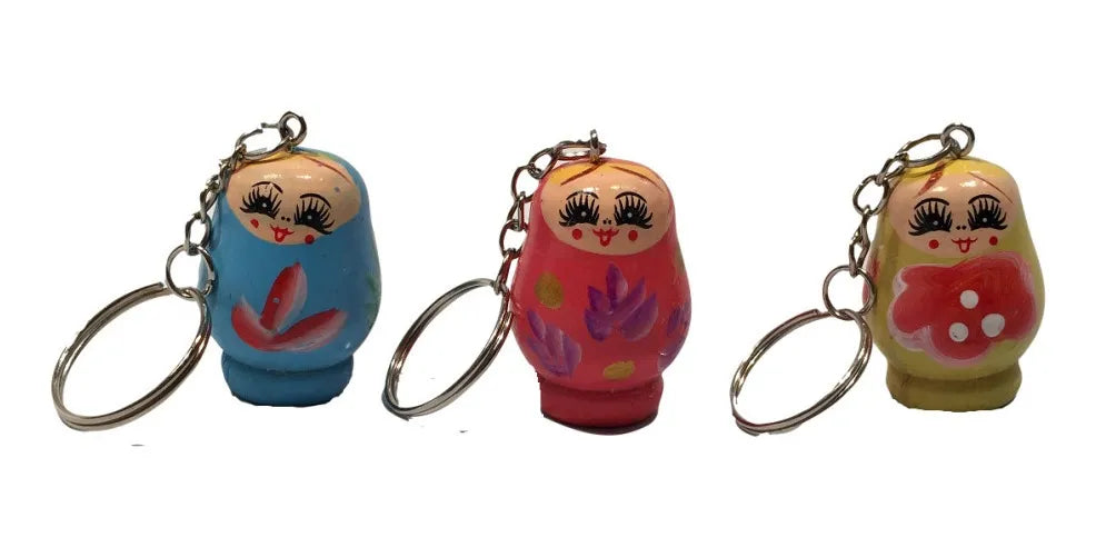 Llaveros De Mamushka En Madera Pack 12 Surtidos