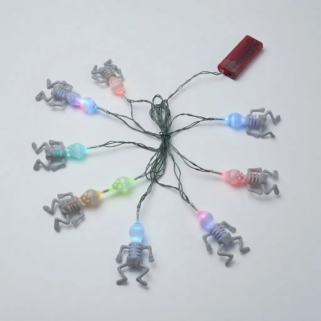Guirnalda Luces Led Esqueletos Multicolor Halloween