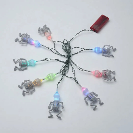 Guirnalda Luces Led Esqueletos Multicolor Halloween