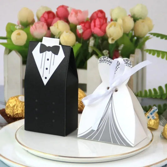 souvenir Caja Casamiento Traje o Vestido Pack X12