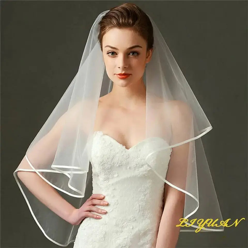 Velo de novia con peineta blanco liso