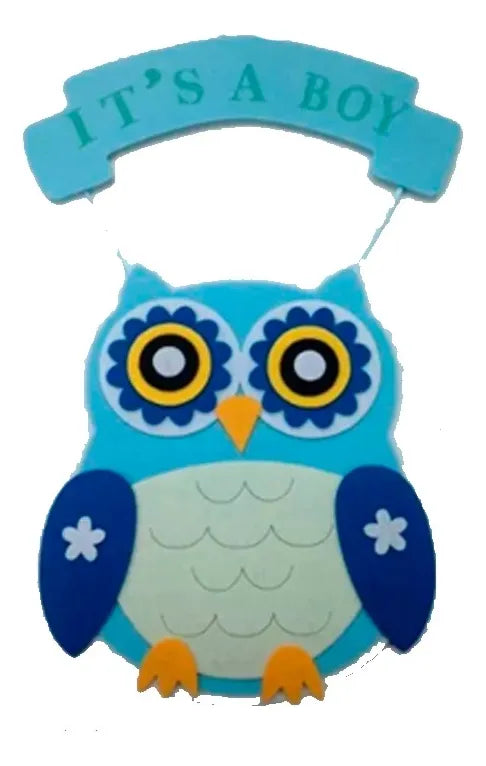 Cartel Colgante Buho Baby Shower Rosa O Celeste