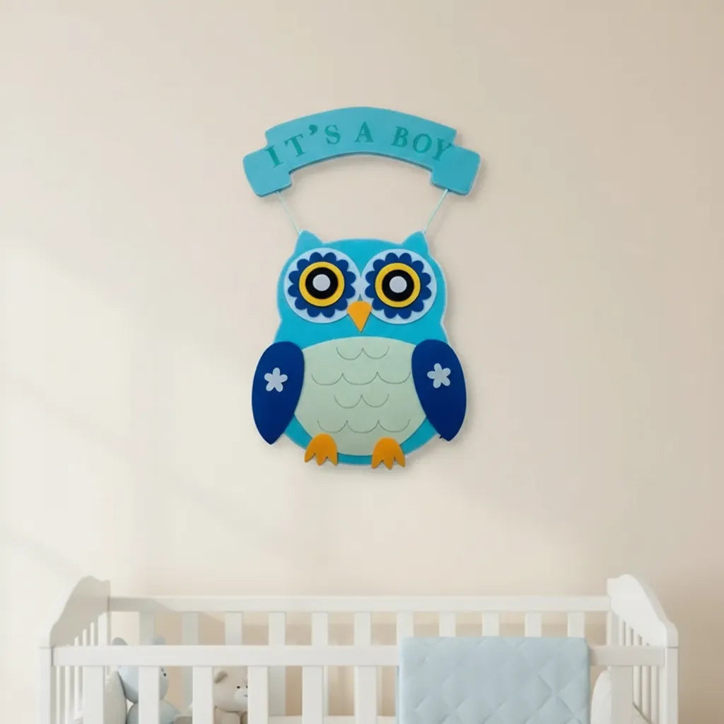 Cartel Colgante Buho Baby Shower Rosa O Celeste