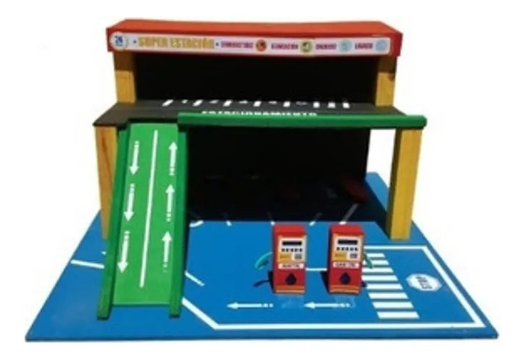 Pista Autos Estacion De Servicio Madera 2 Niveles
