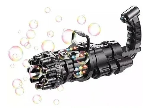 Pistola De Burbujas Electricas Estilo Gatling Negra a pilas