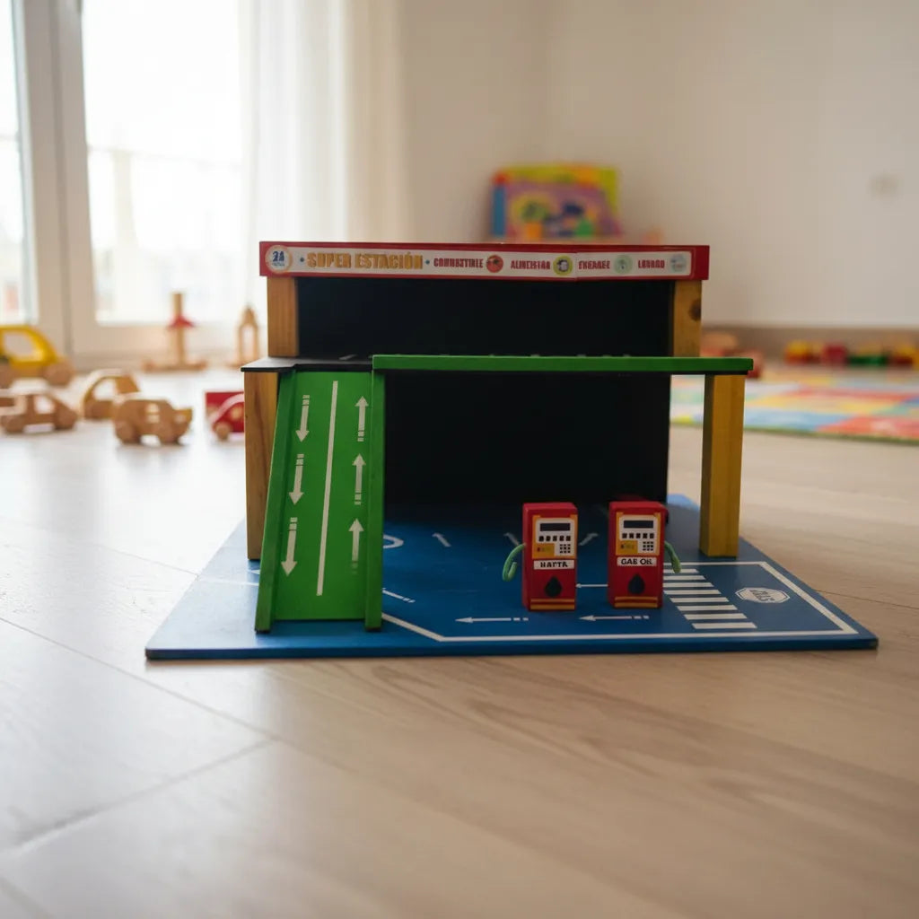 Pista Autos Estacion De Servicio Madera 2 Niveles
