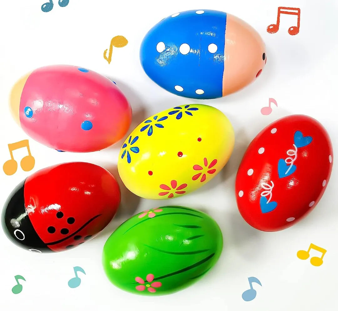 Maracas En Forma De Huevos De Madera Set X3