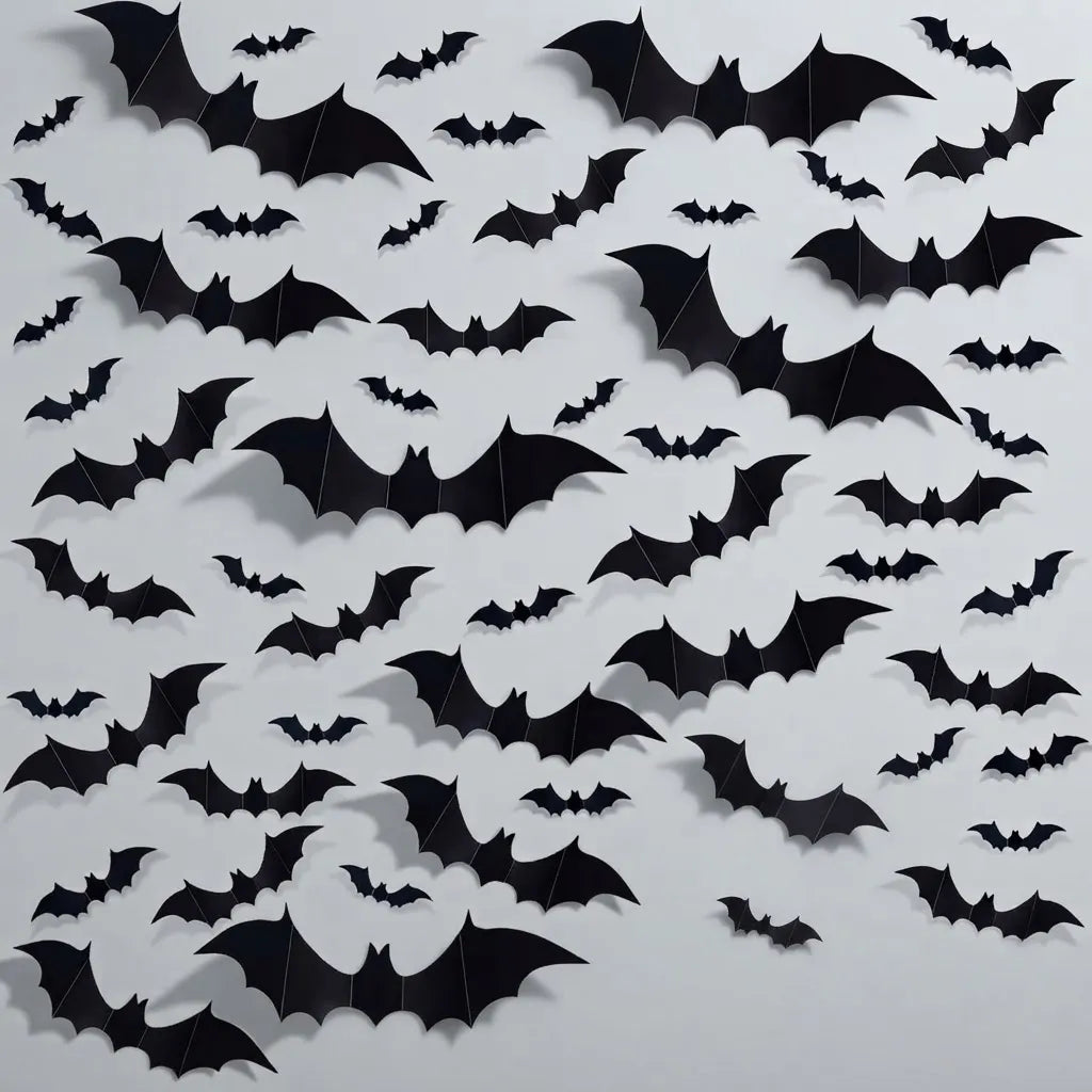 Murciélago 3d Decoración Halloween x12 Con Adhesivo