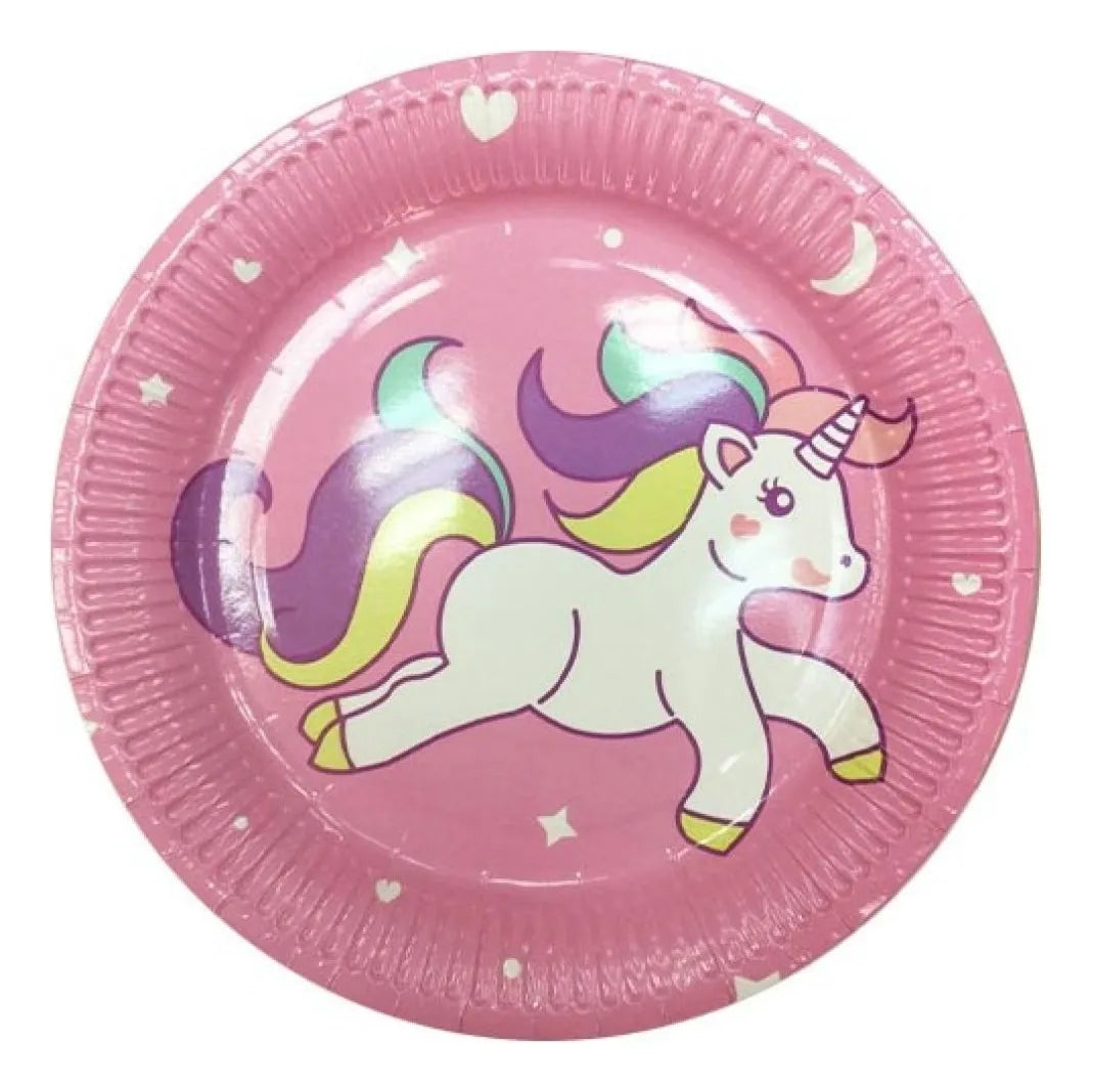 Set 10 Platos Descartables Unicornio Fiesta 23cm