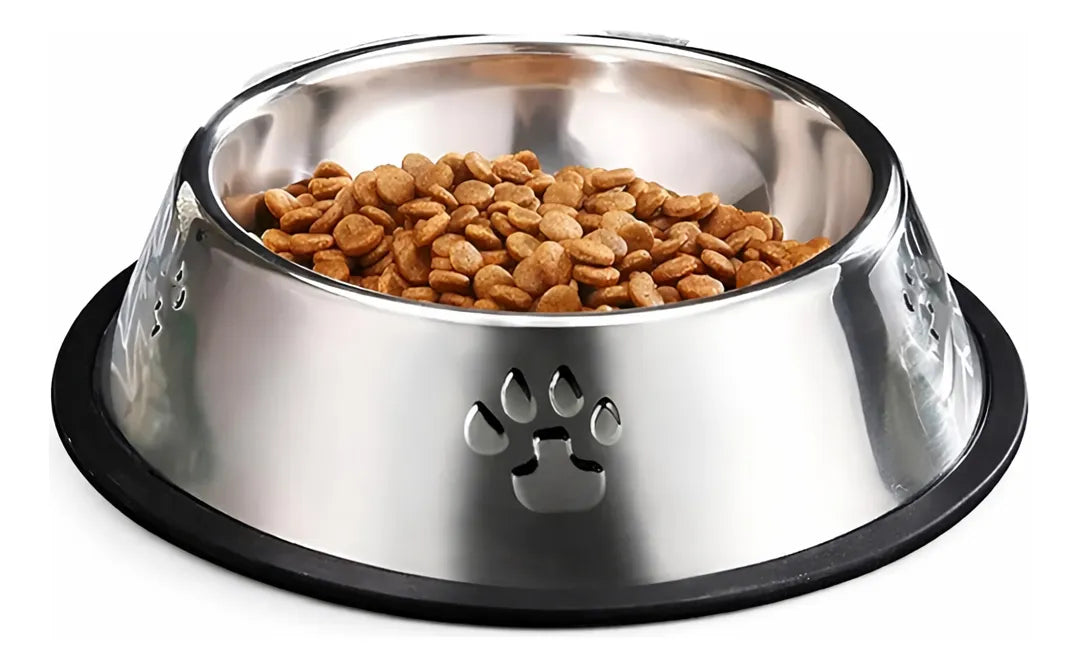 Comedero Metalico Gato Perro Mascota Acero inox 16cm