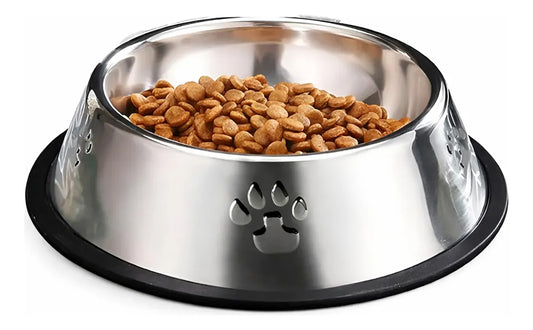 Comedero Metalico Gato Perro Mascota Acero inox 16cm