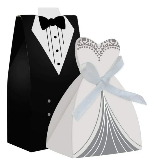 souvenir Caja Casamiento Traje o Vestido Pack X12