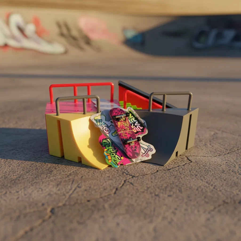 Juego Pista Rampa + Patineta Para Dedos Skatepark E