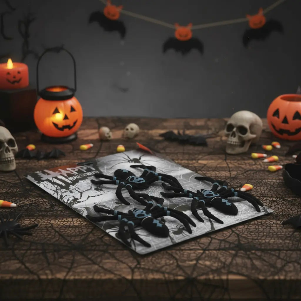 Set x3 Arañas de Felpa – Decoración Halloween