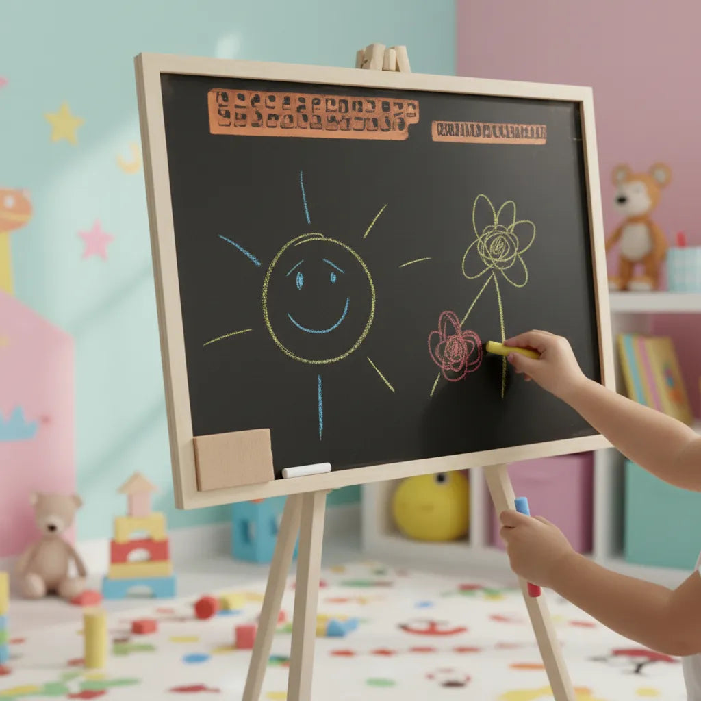 Pizarron De Pie En Madera Chico 3 Patas 40x33x78cm