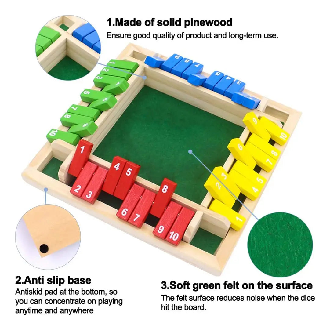 Juego De Mesa Shut The Box Juego De Dados Madera