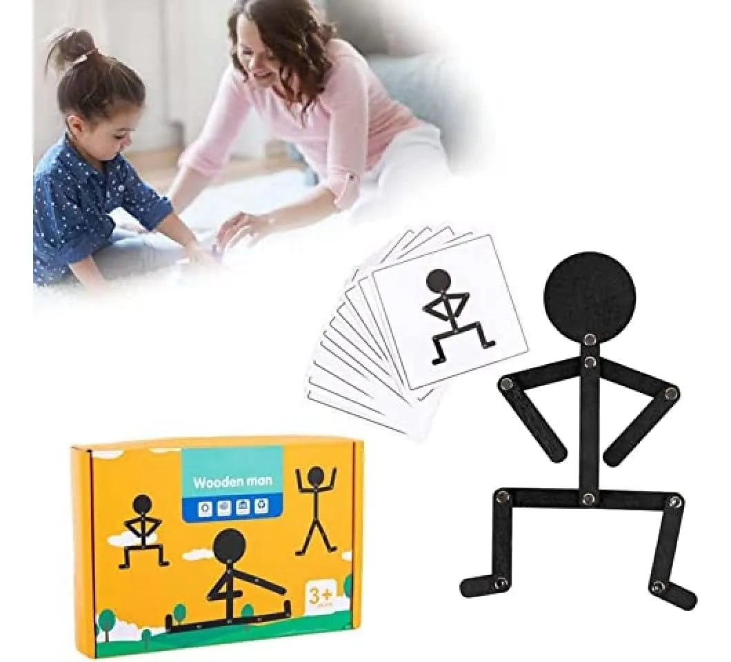 Wooden Man Rompecabezas Montessori Crea Posturas