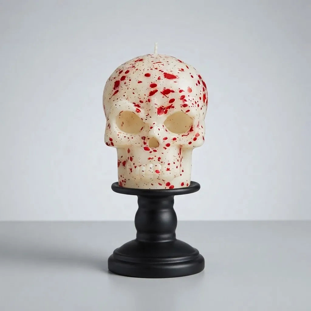 Vela led Calavera Halloween Con Salpicaduras Rojas