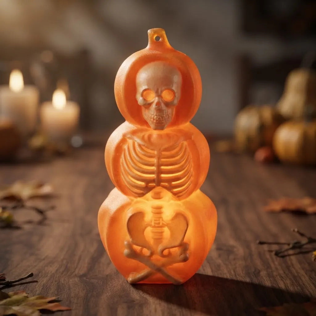 Veladora Led Calabaza Y Esqueleto Halloween