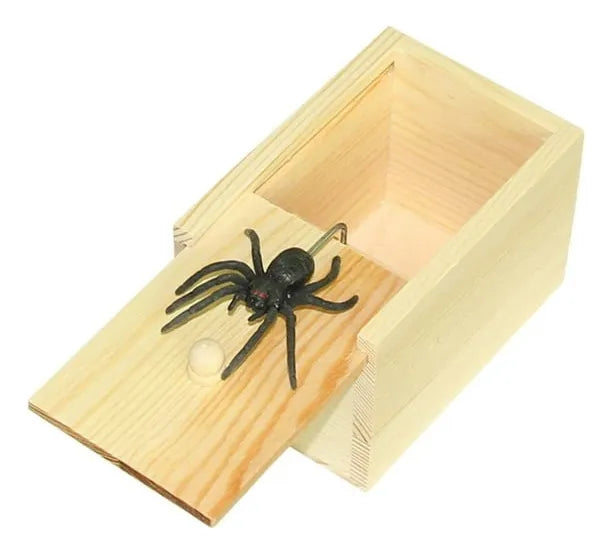 Caja De Madera Sopresa Con Araña Que Salta Broma