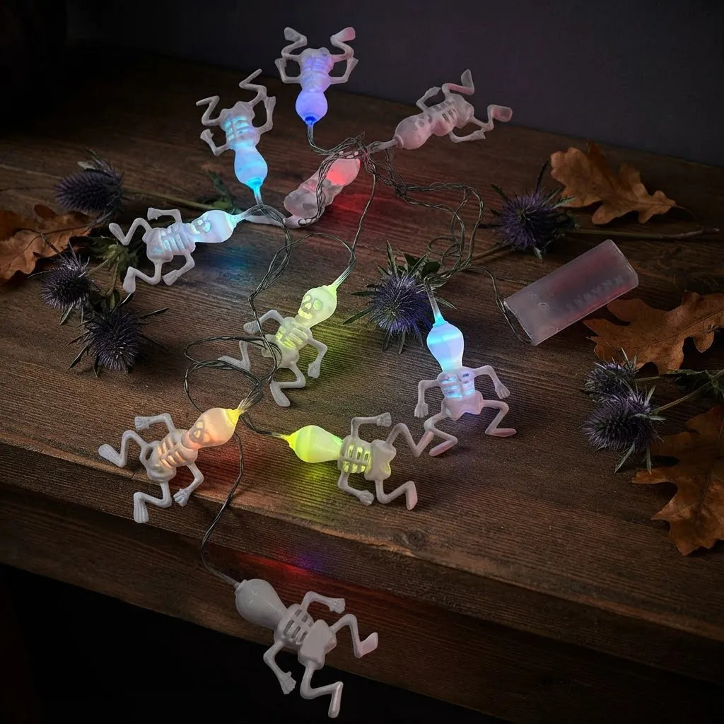 Guirnalda Luces Led Esqueletos Multicolor Halloween