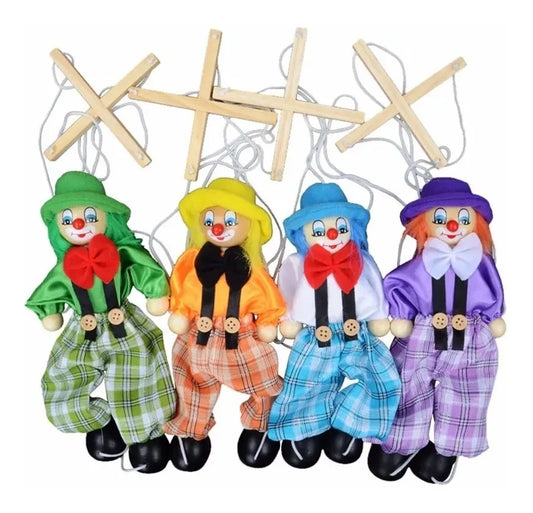 Titeres Marioneta Payaso De Madera