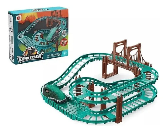 Pista De Auto Dinosaurio 38 Pcs A Pila Encastrable
