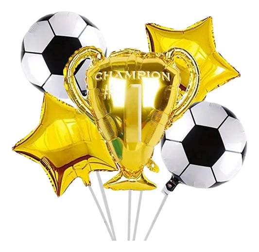 Set Globos Copa Y Pelota De Futbol 5pcs