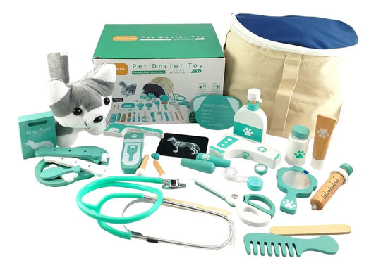 Set Veterinario Montessori En Madera Valija 25pcs