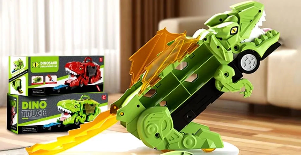 Camion De Dinosaurio Con Porta Autos Y Rampa 33cm