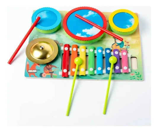 Xilofono Infantil Tambores Palos Campana Montessori