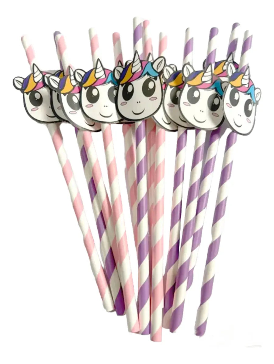 Sorbitos De Papel Unicornio Packx12 Fiesta Cotillon