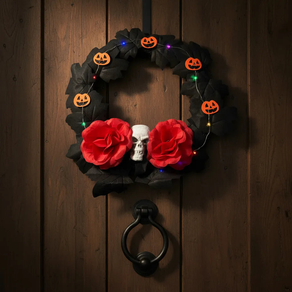 Corona Para Puerta Decoracion De Halloween Con Luz