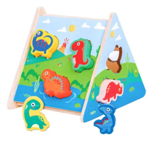Juego De Encastre Triángulo Dinosaurio Montessori